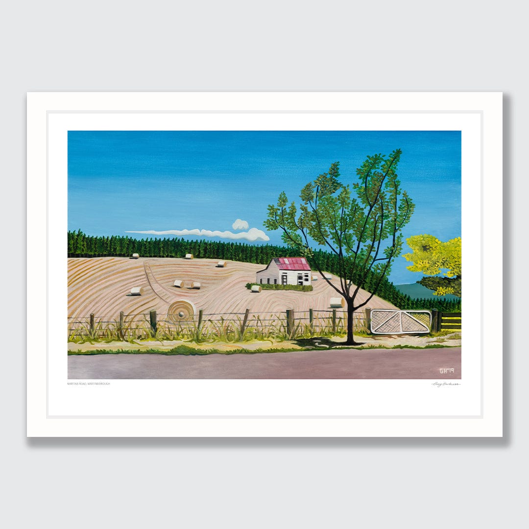 Martins Road, Martinborough Art Print by Guy Harkness