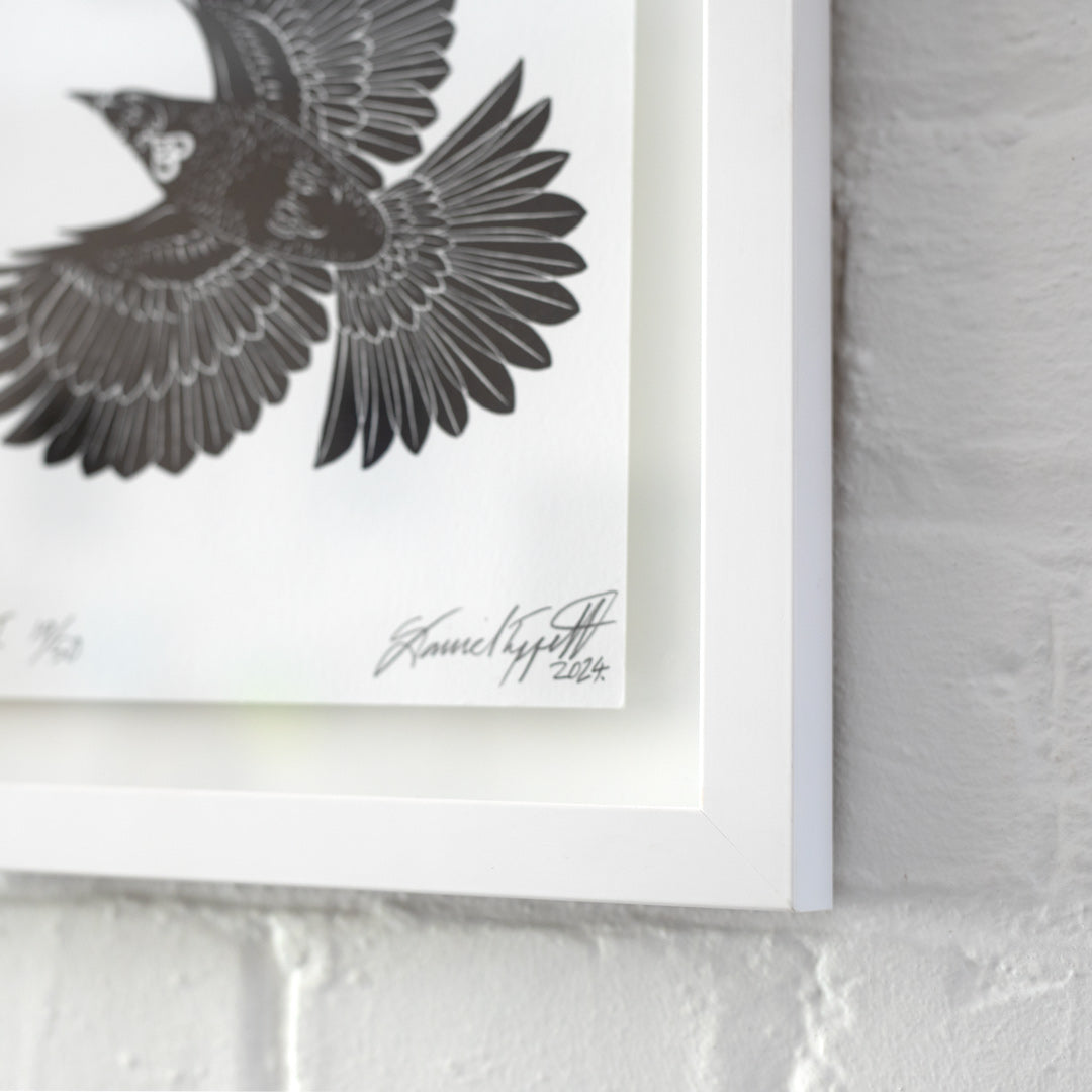 Bespoke Framed Limited Edition Fly Tui Art Print by Artist Dan Tippett