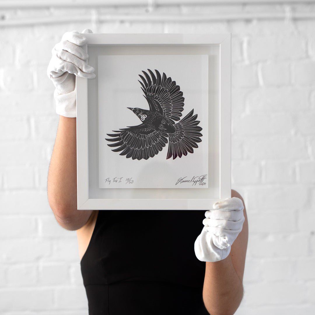 Bespoke Framed Limited Edition Fly Tui Art Print by Artist Dan Tippett