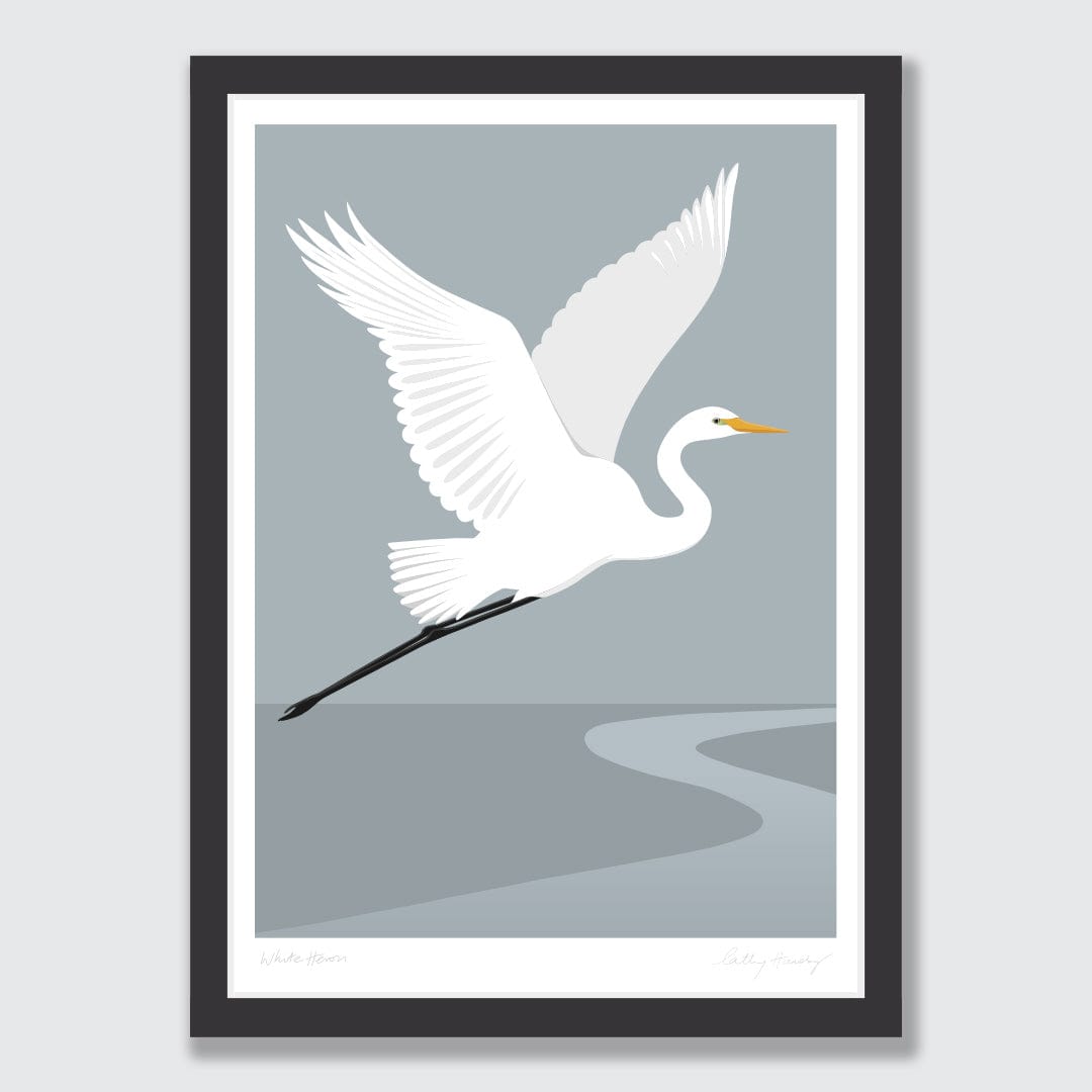 White Heron - Kotuku Art Print by Cathy Hansby