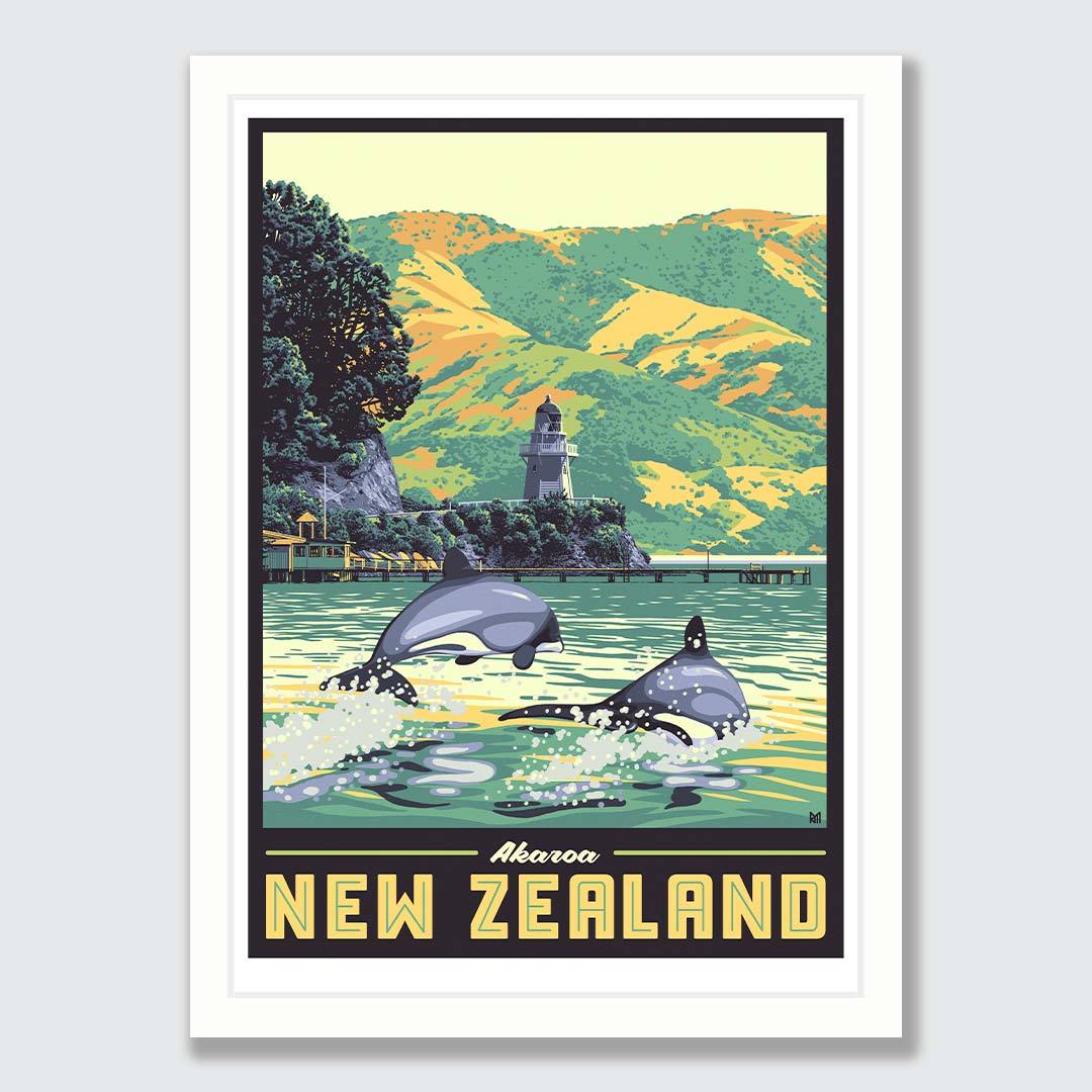 Akaroa Art Print (Vintage Travel Series) by Ross Murray