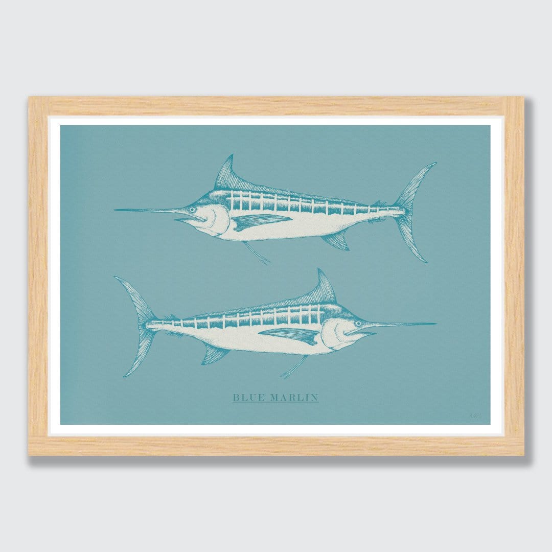 Blue Marlin Turquoise Art Print by Nathan Miller