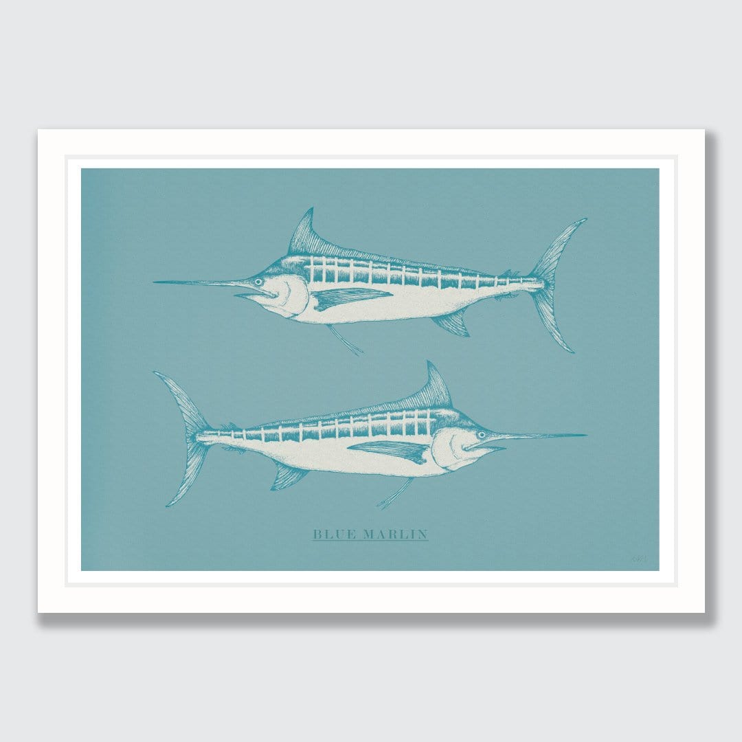 Blue Marlin Turquoise Art Print by Nathan Miller