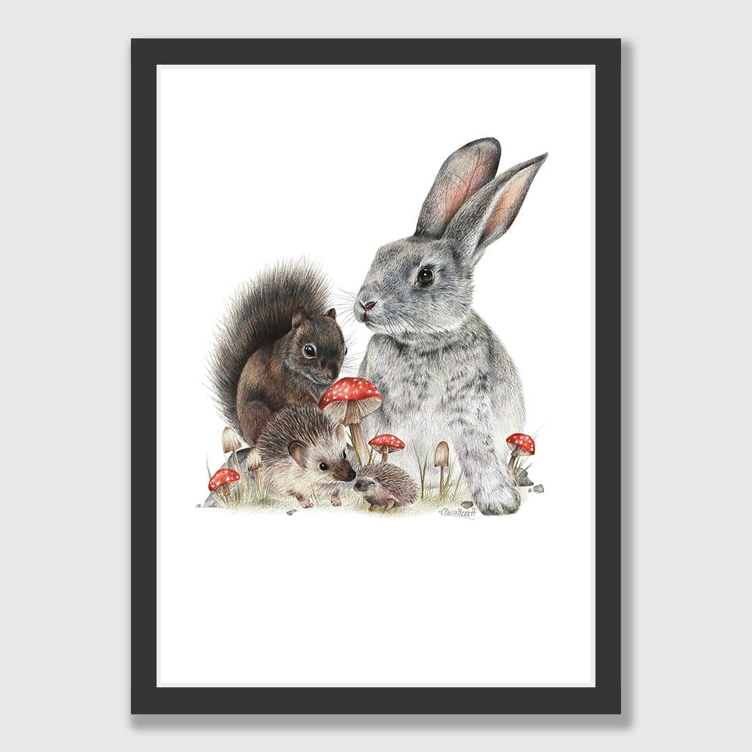 Bunny & Friends Art Print by Olivia Bezett