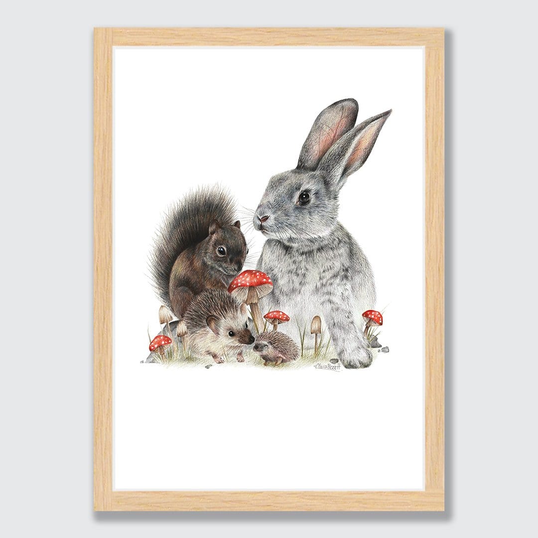 Bunny & Friends Art Print by Olivia Bezett