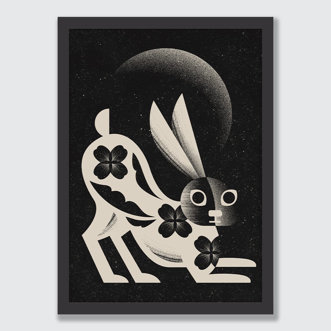 Bunny and Moon Art Print by Beth Xia