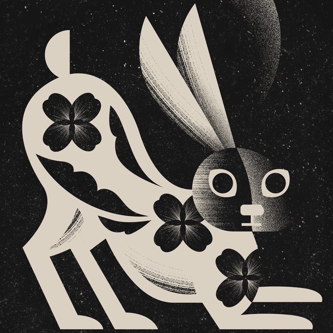 Bunny and Moon Art Print by Beth Xia
