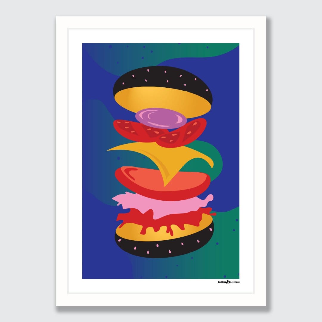 Burger Art Print by Restless &amp; Infectious