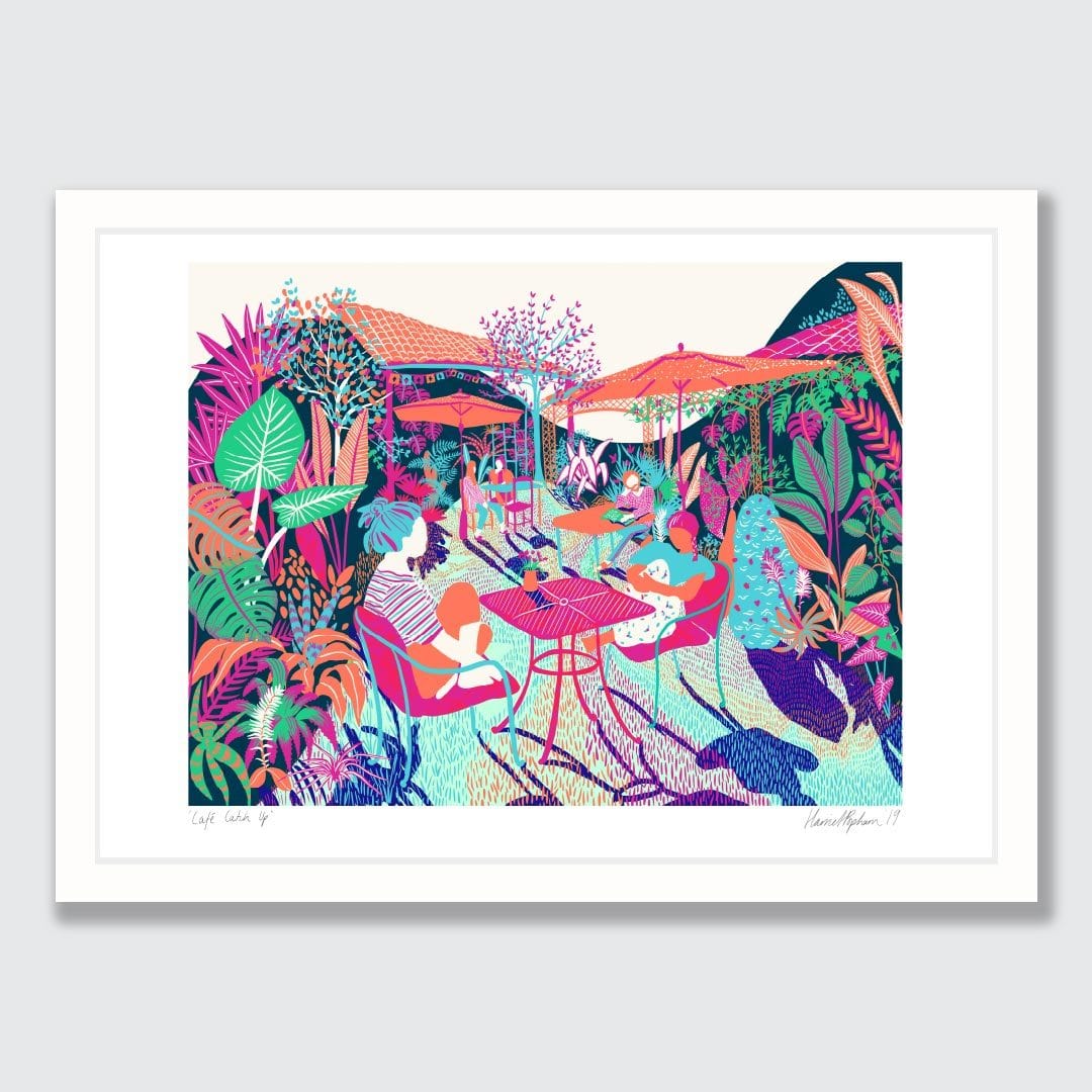 Cafe Catch Up Art Print by Harriet Popham