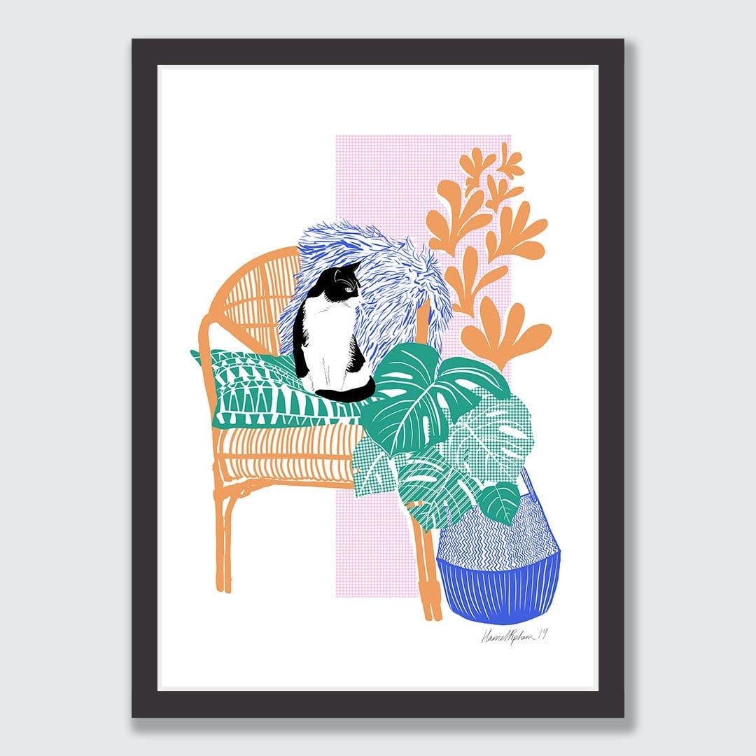 Cat in Chair Art Print by Harriet Popham