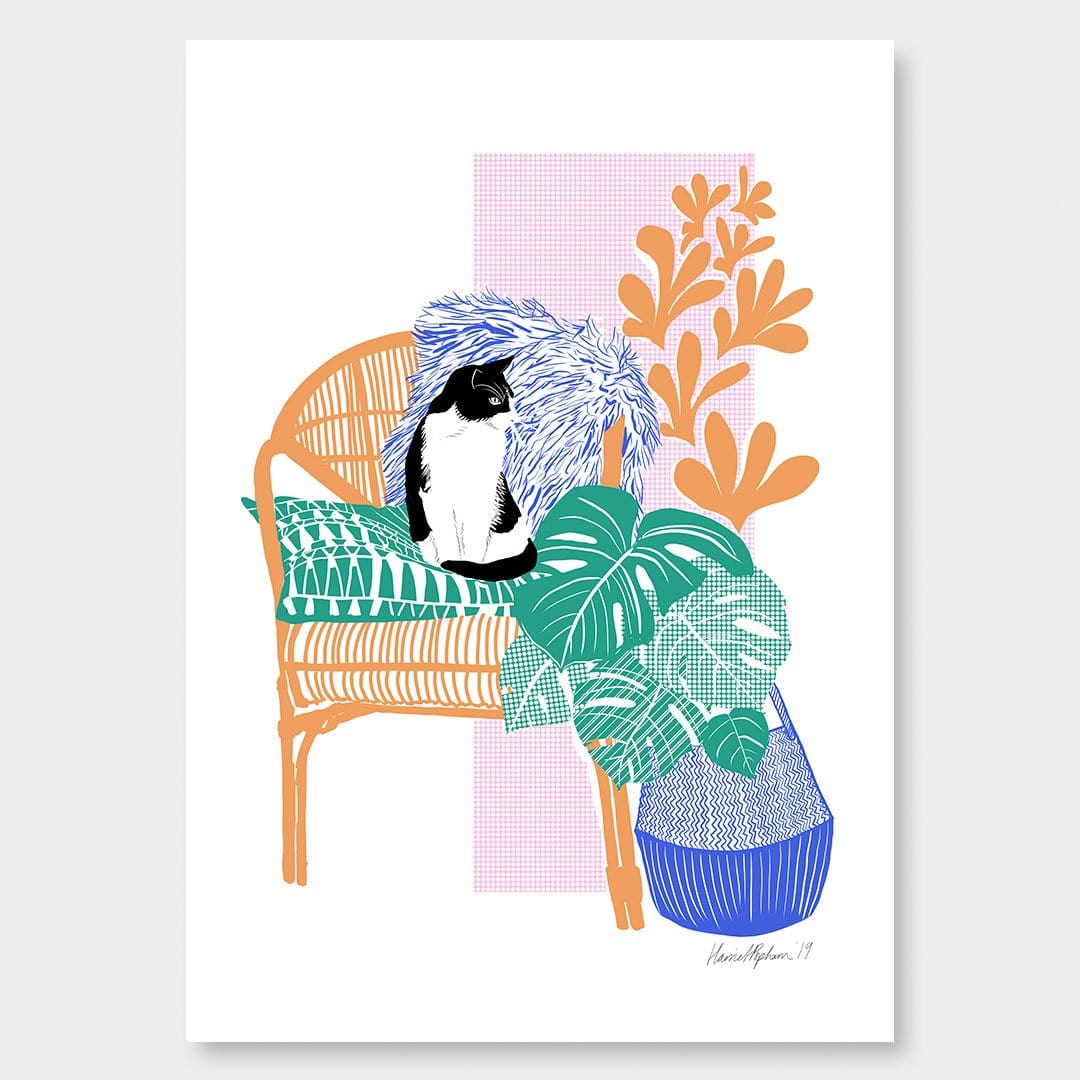 Cat in Chair Art Print by Harriet Popham