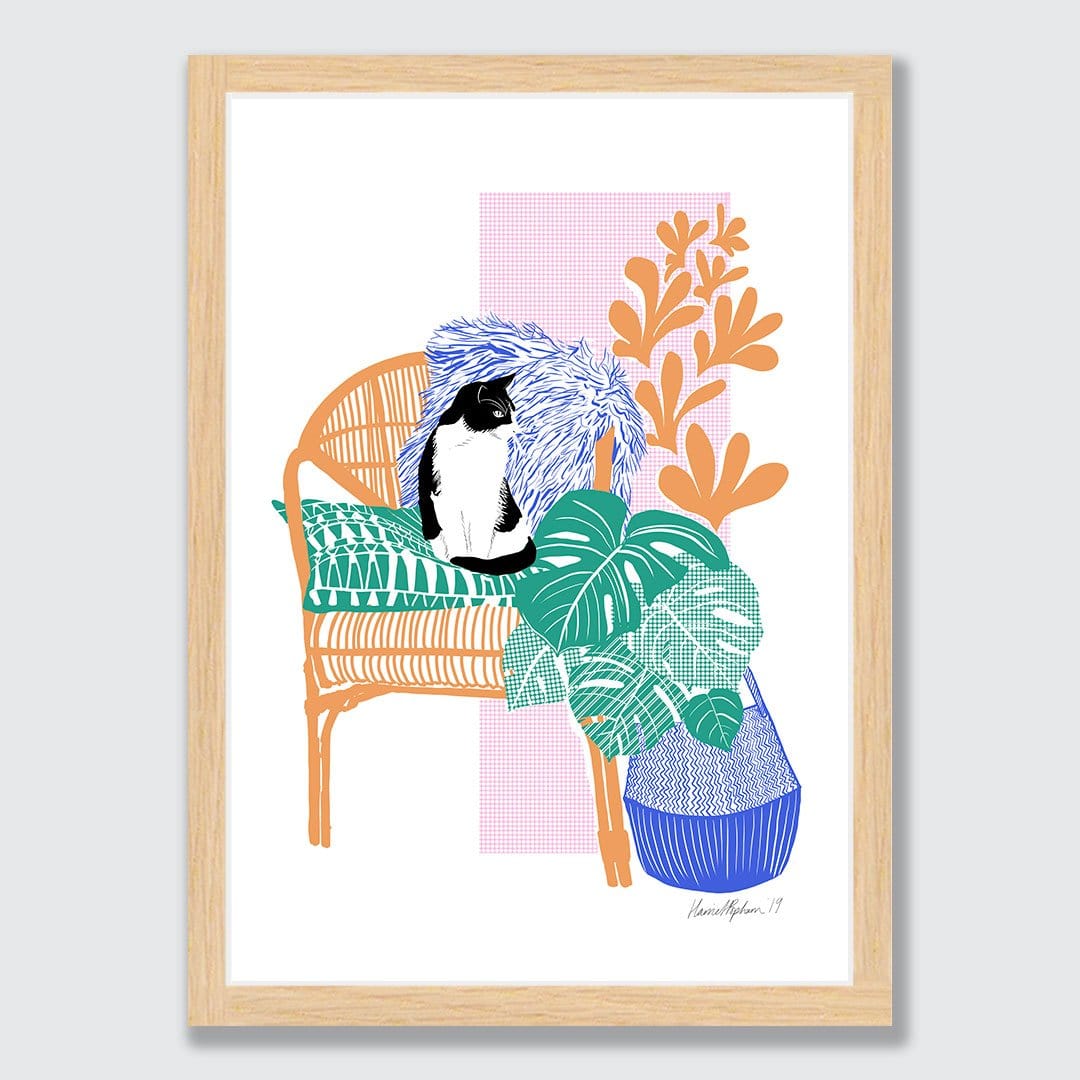Cat in Chair Art Print by Harriet Popham