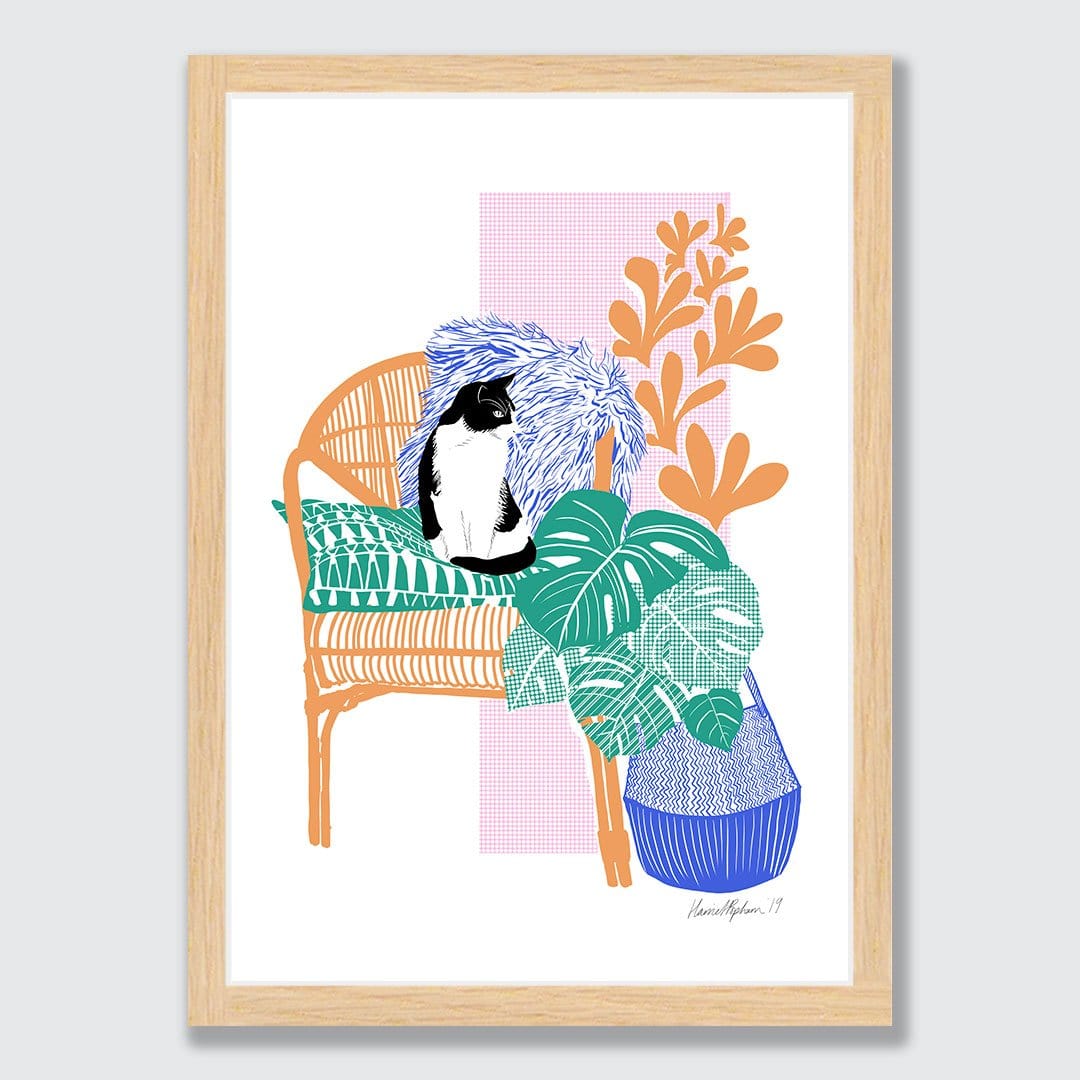 Cat in Chair Art Print by Harriet Popham