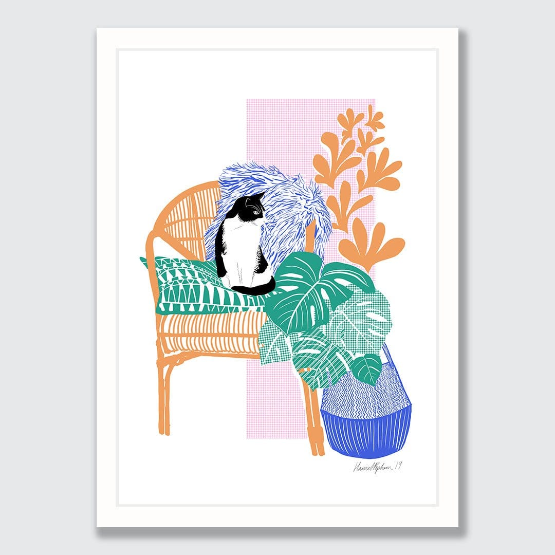 Cat in Chair Art Print by Harriet Popham