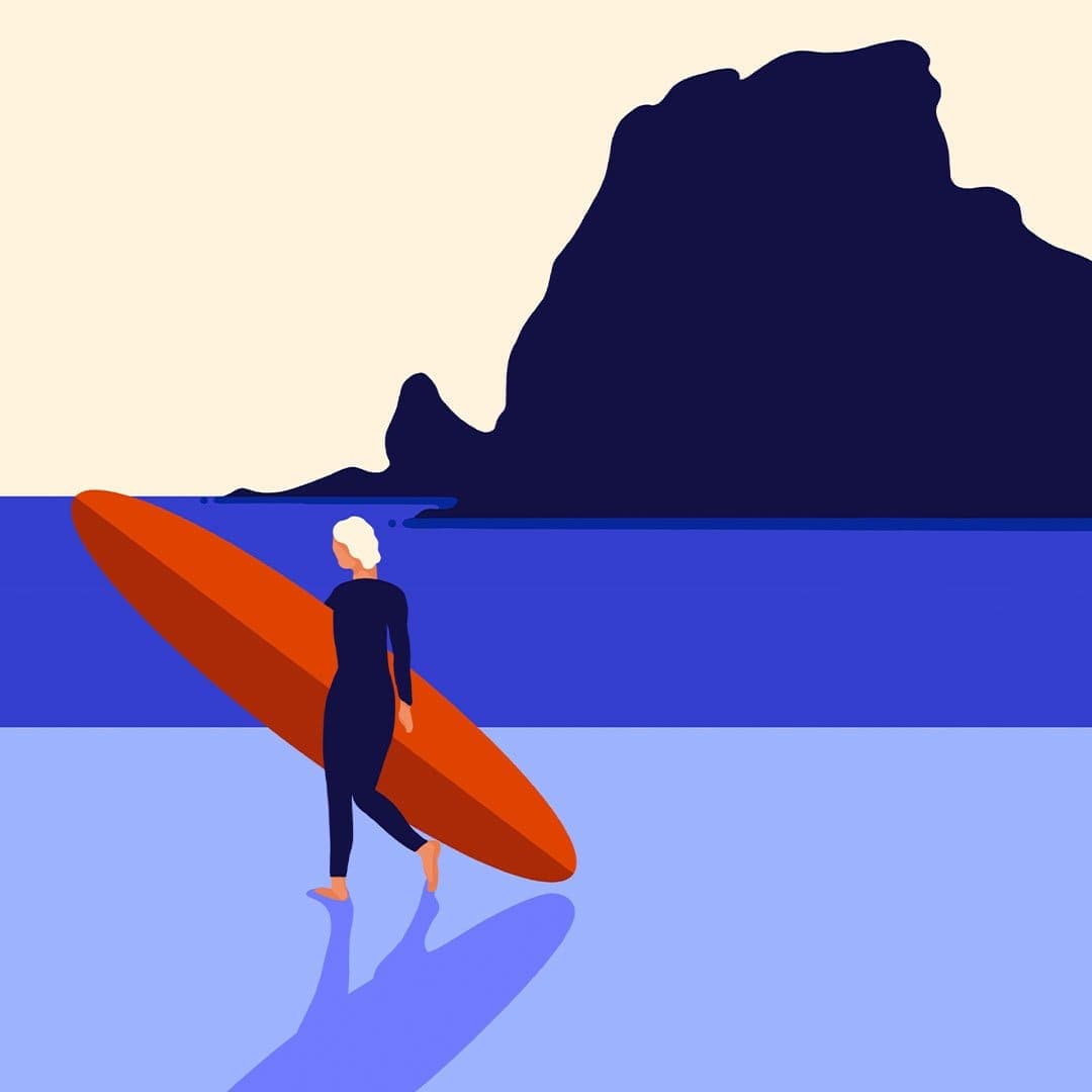 Cold Swim Piha Art Print by Grace Popplewell