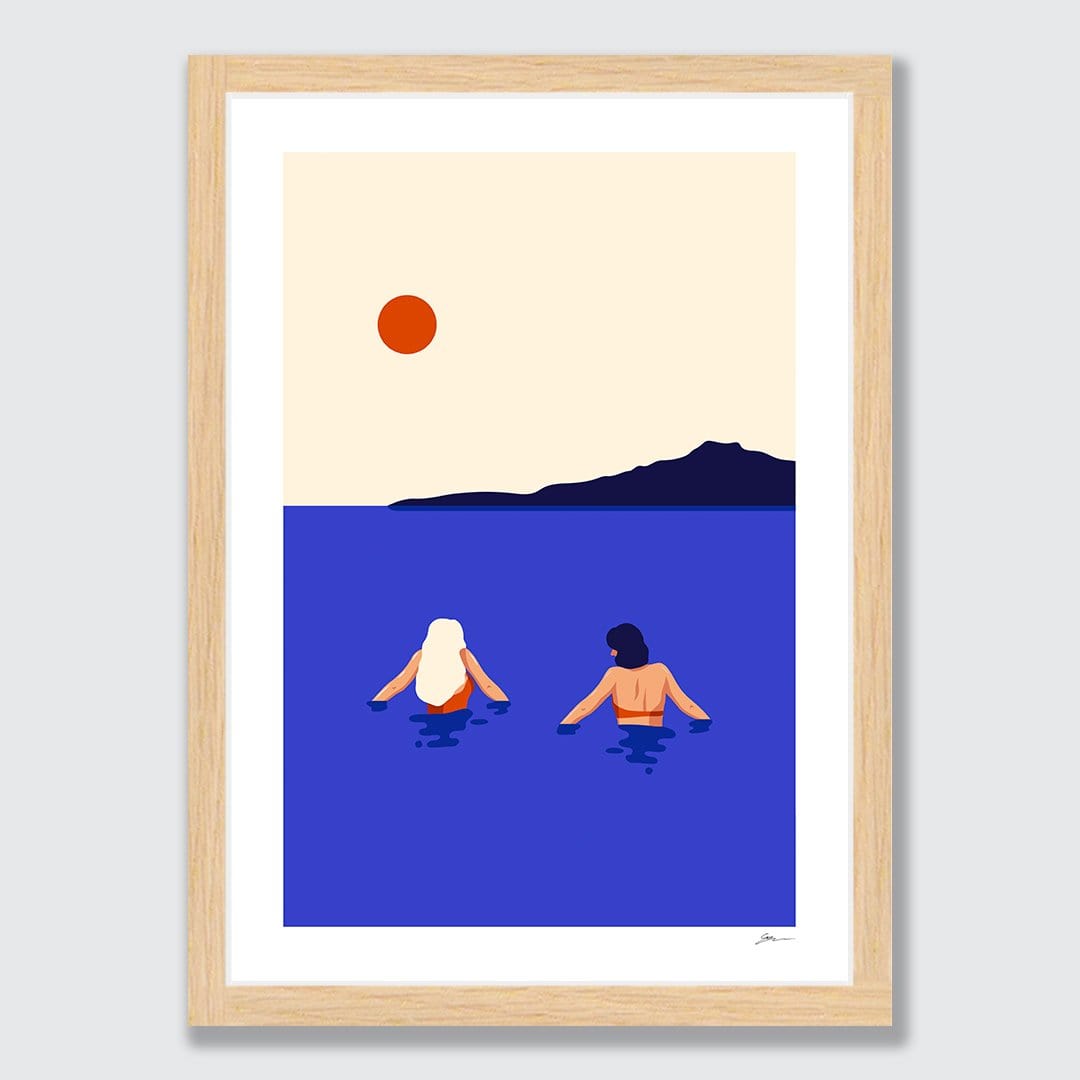 Cold Swim - Takapuna Art Print by Grace Popplewell