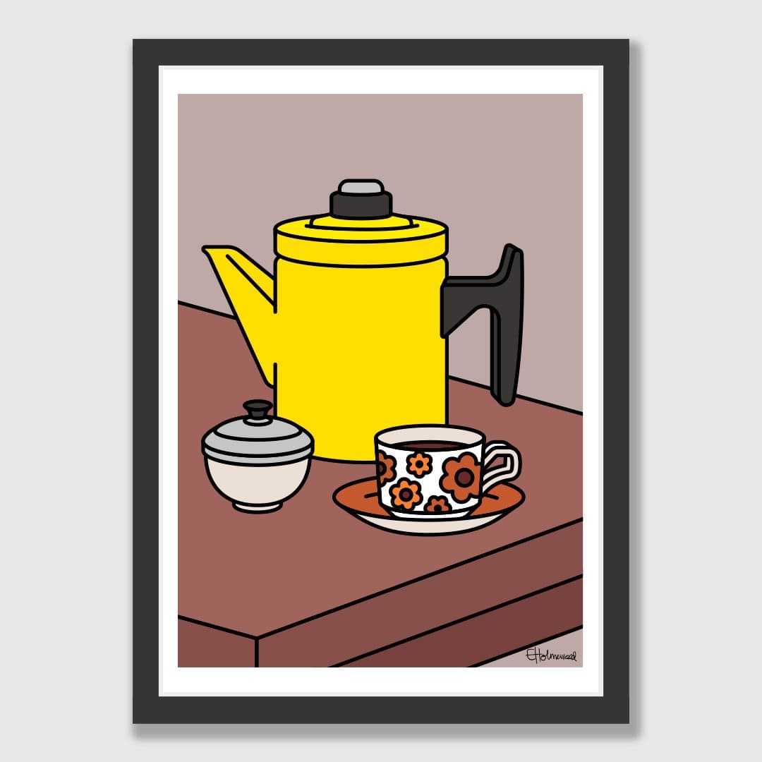 Crown Lynn and Coffee Art Print by Emile Holmewood