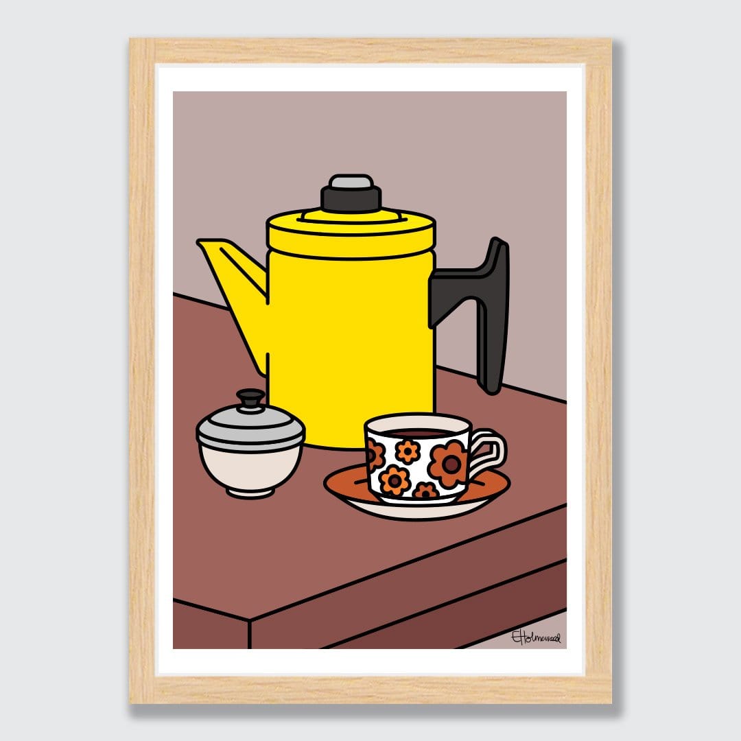 Crown Lynn and Coffee Art Print by Emile Holmewood