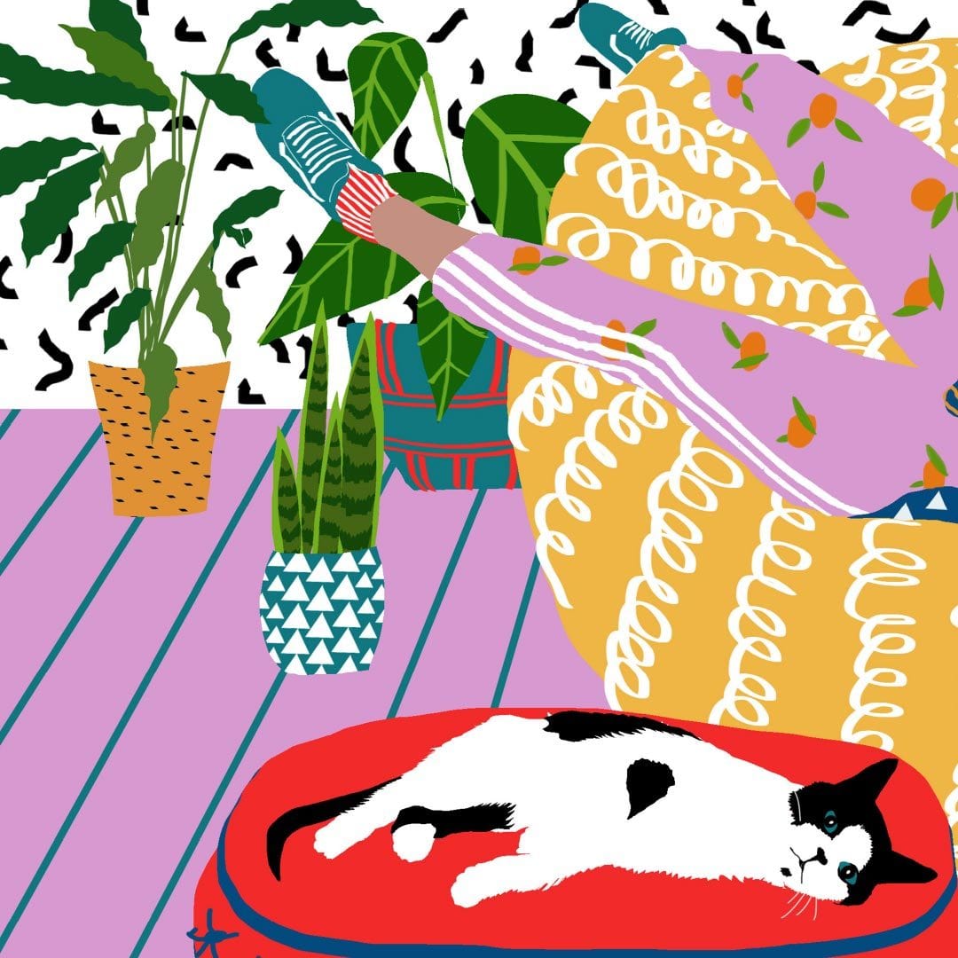 Girl and Cat Art Print by Harriet Popham