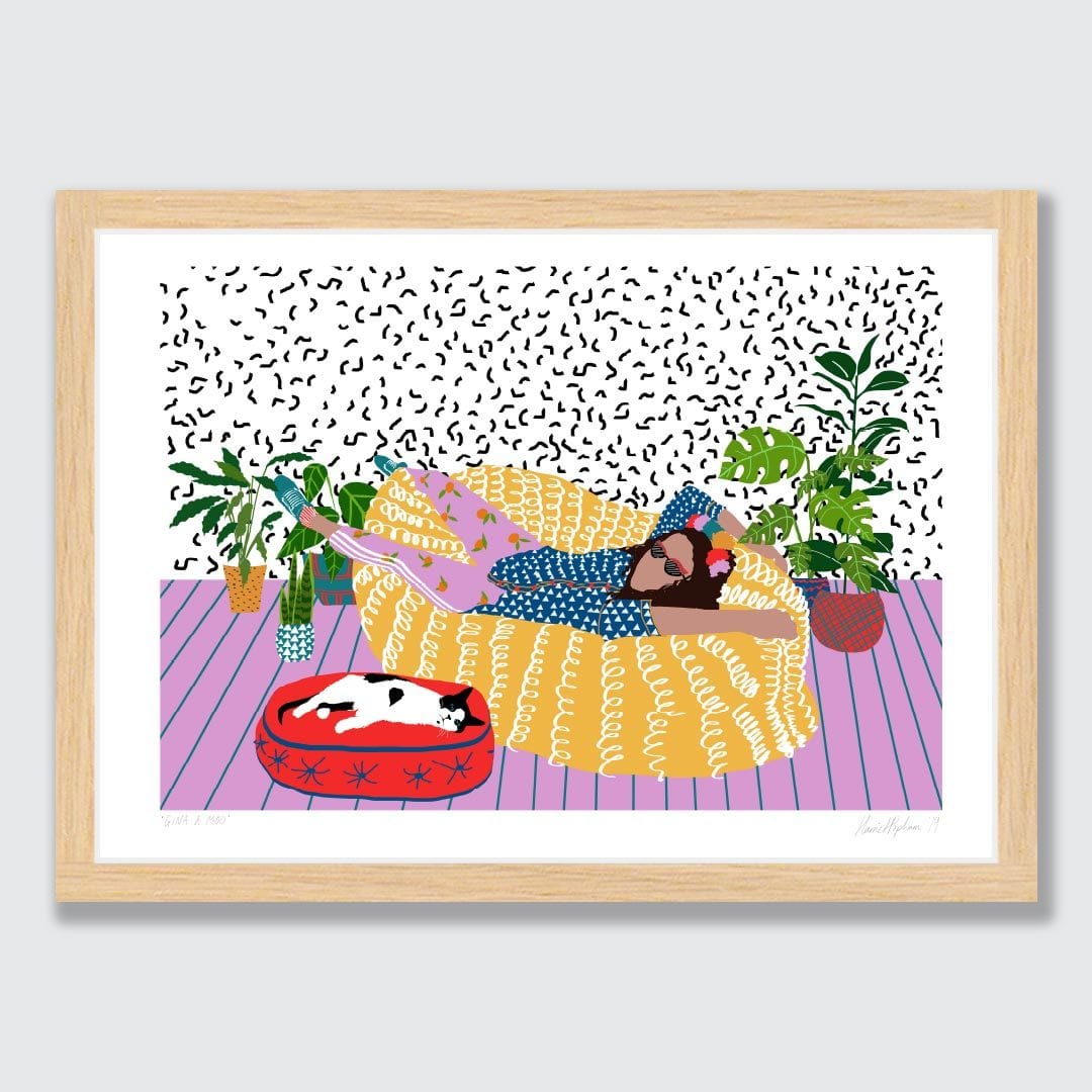 Girl and Cat Art Print by Harriet Popham