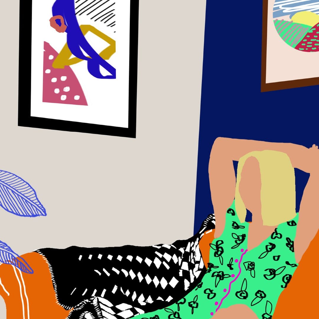 Girl on Sofa Art Print by Harriet Popham