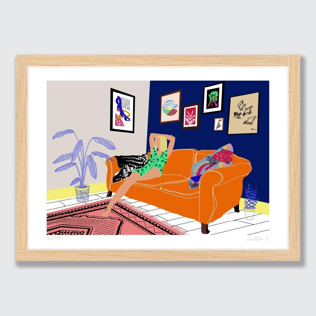 Girl on Sofa Art Print by Harriet Popham