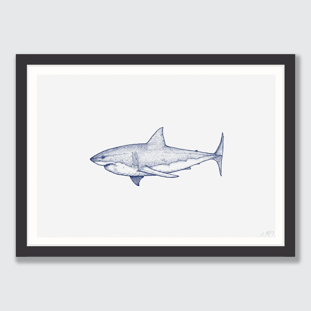 Great White Shark Landscape Art Print by Nathan Miller