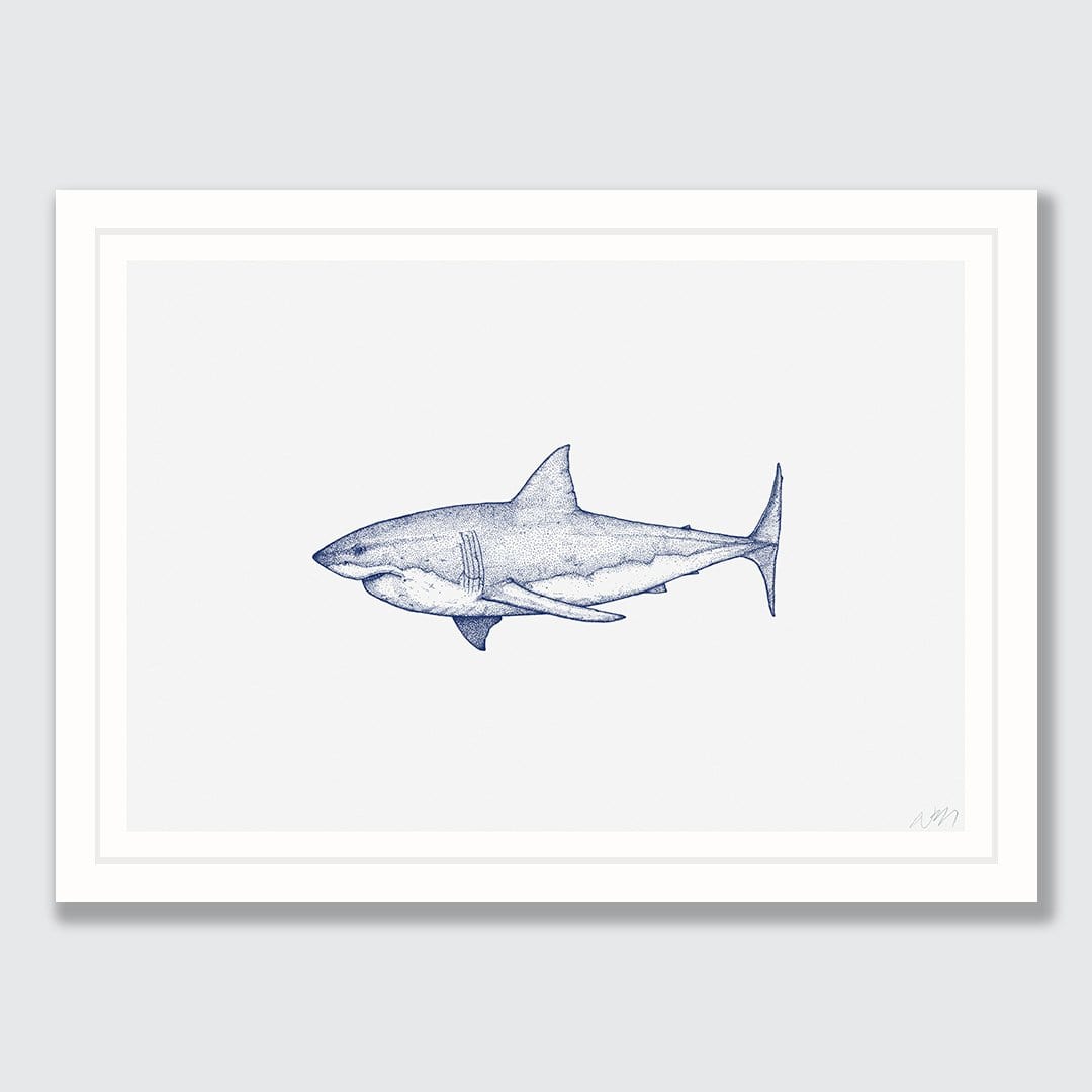 Great White Shark Landscape Art Print by Nathan Miller
