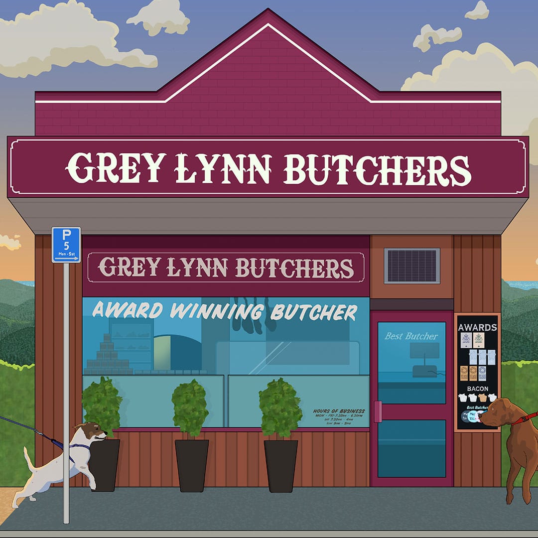 Grey Lynn Butchers Art Print by Jonnie Ritchie