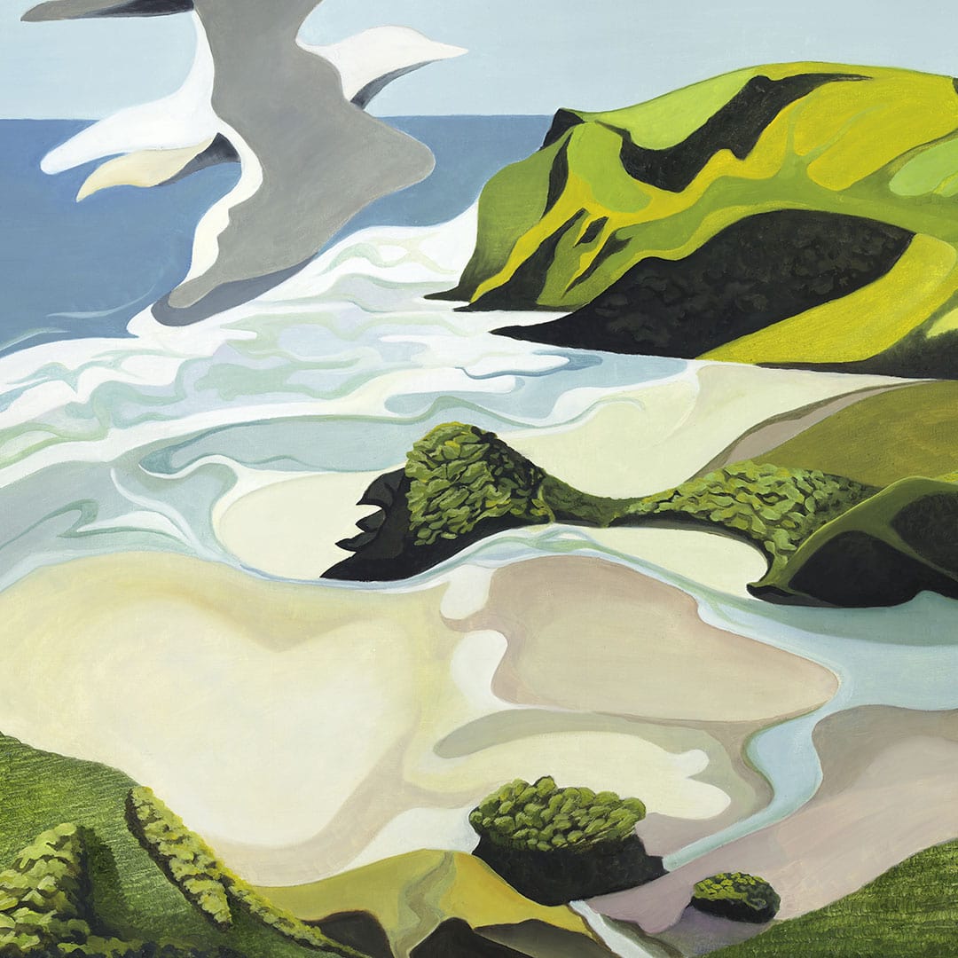 Gull Over Anawhata Art Print by Guy Harkness