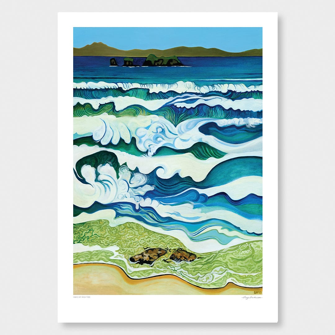 Hahei at High Tide Art Print by Guy Harkness