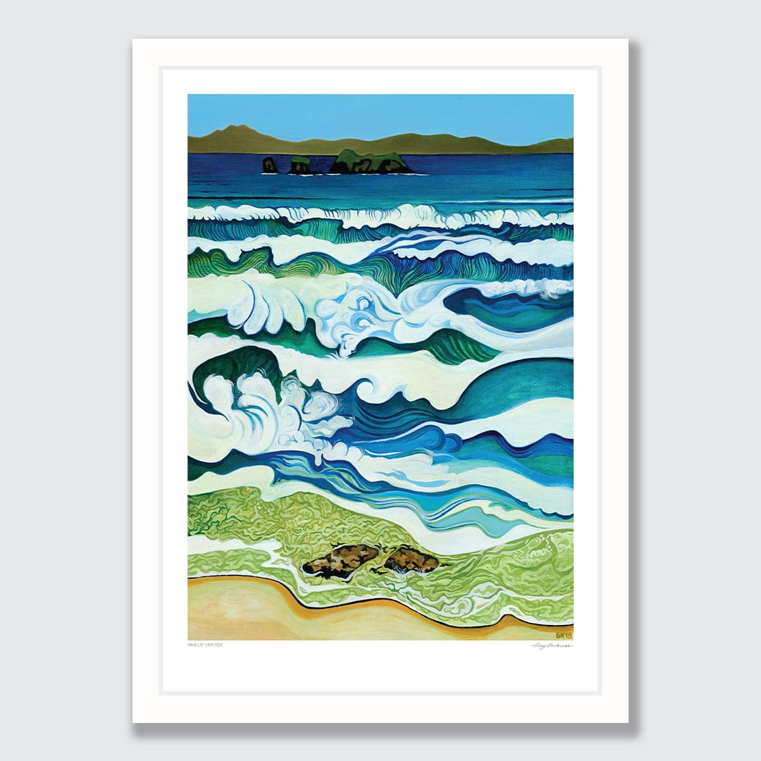 Hahei at High Tide Art Print by Guy Harkness