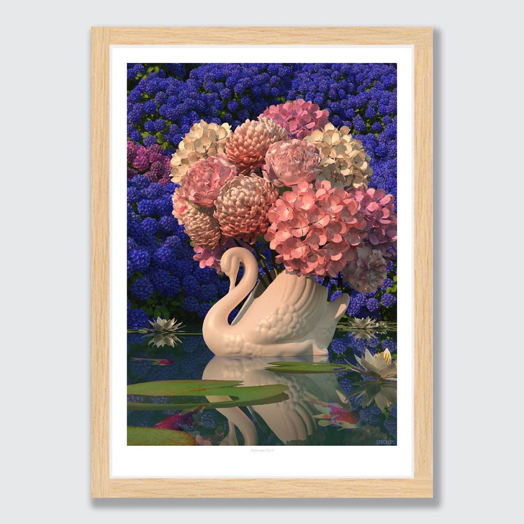 Hydrangea Pond Art Print by Simon Stockley