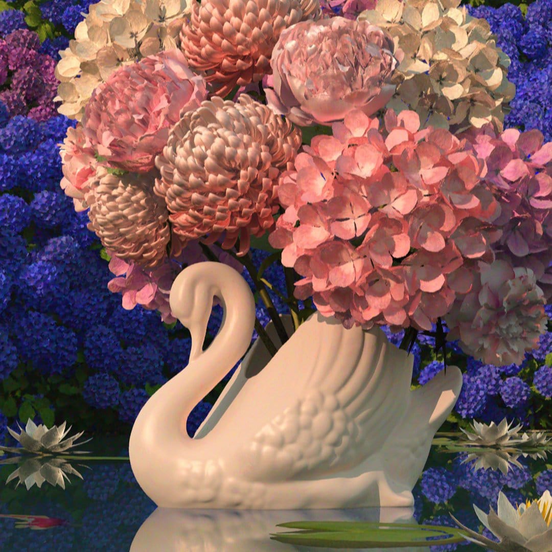 Hydrangea Pond Art Print by Simon Stockley