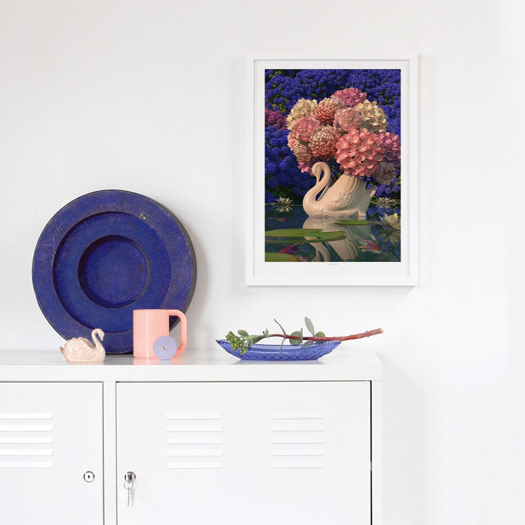 Hydrangea Pond Art Print by Simon Stockley