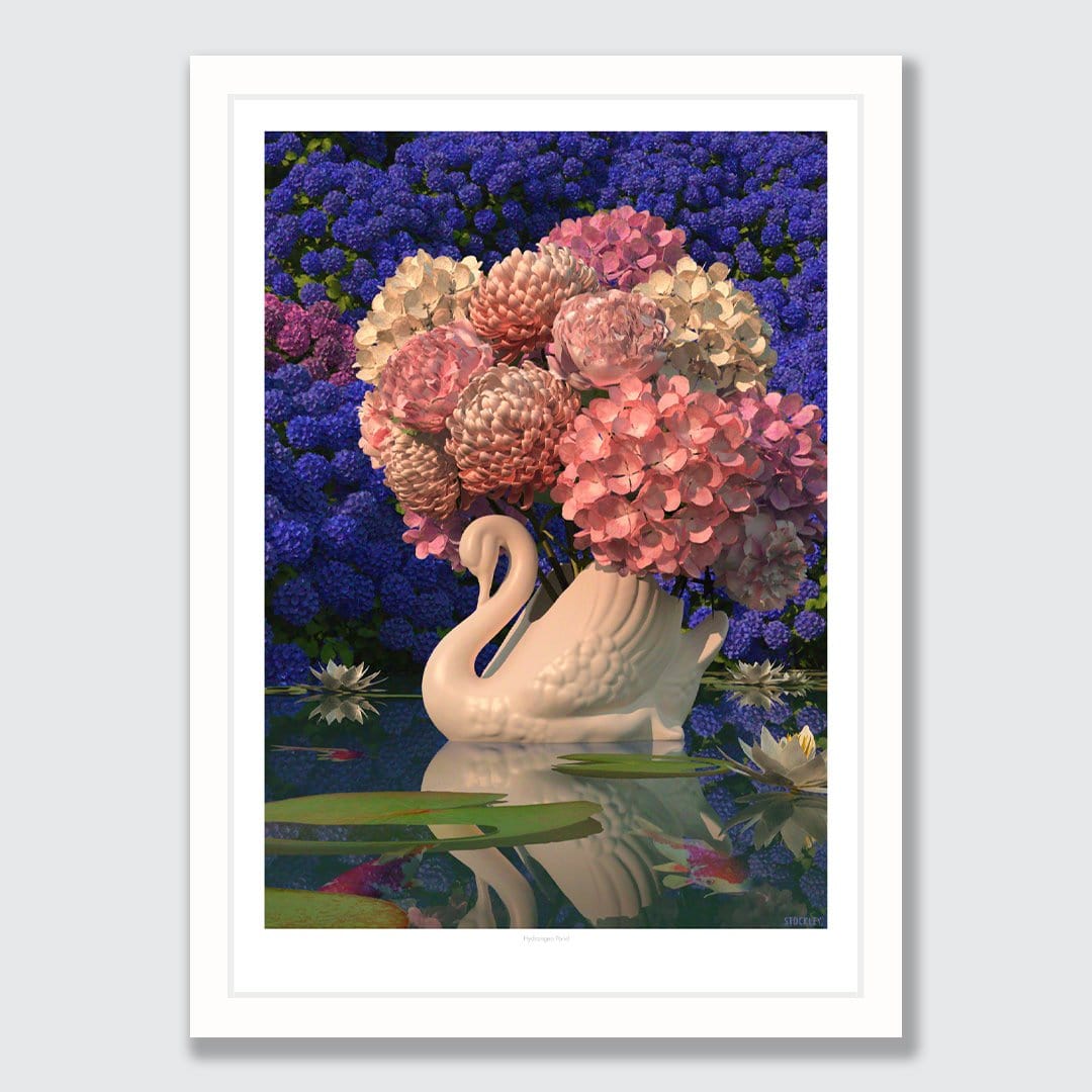 Hydrangea Pond Art Print by Simon Stockley