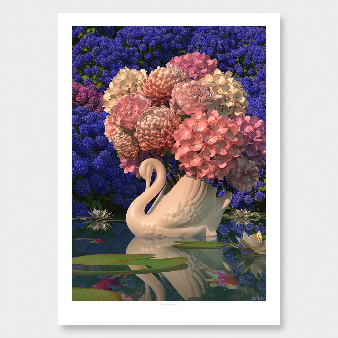 Hydrangea Pond Art Print by Simon Stockley