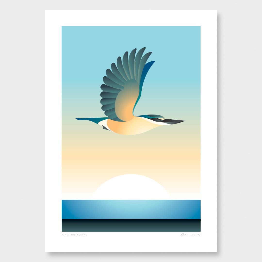King Tide Kotare Art Print by Glenn Jones