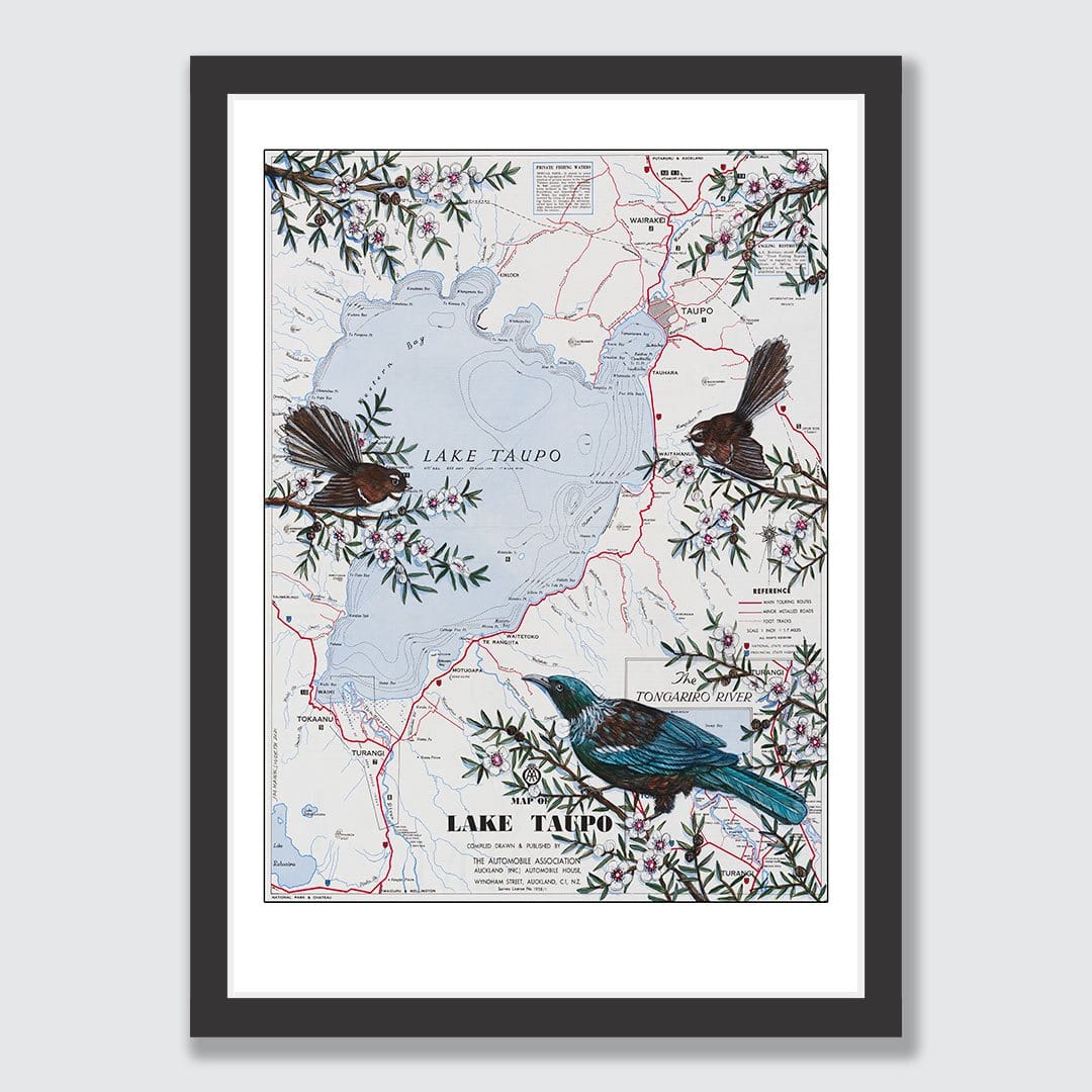 Lake Taupō Art Print by Justine Hawksworth