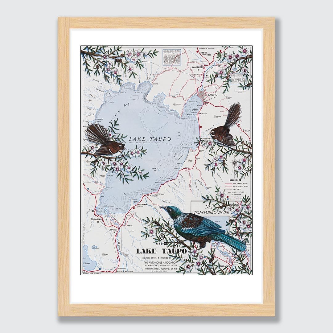 Lake Taupō Art Print by Justine Hawksworth