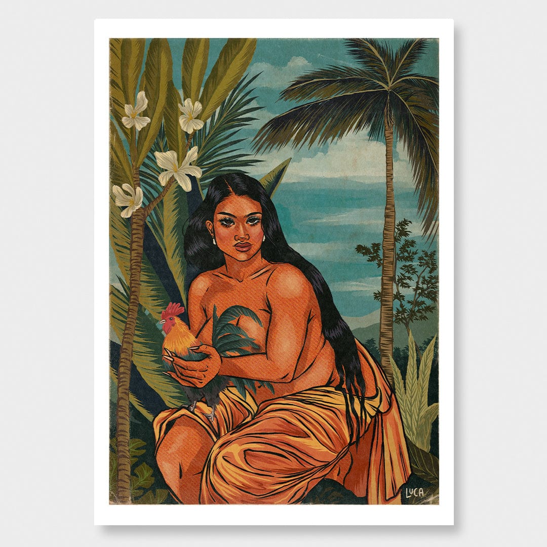 Lavenia and the Moa Art Print by Luca Walton