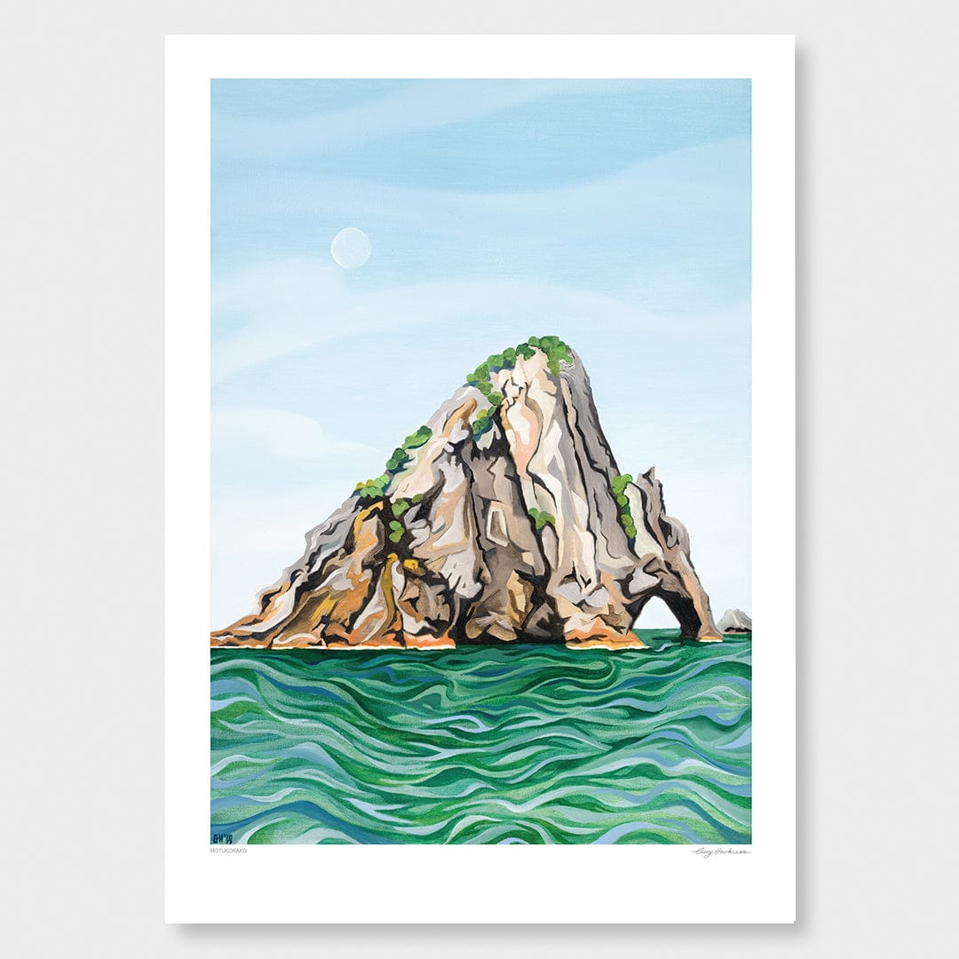 Motukokako - Hole in the Rock Art Print by Guy Harkness