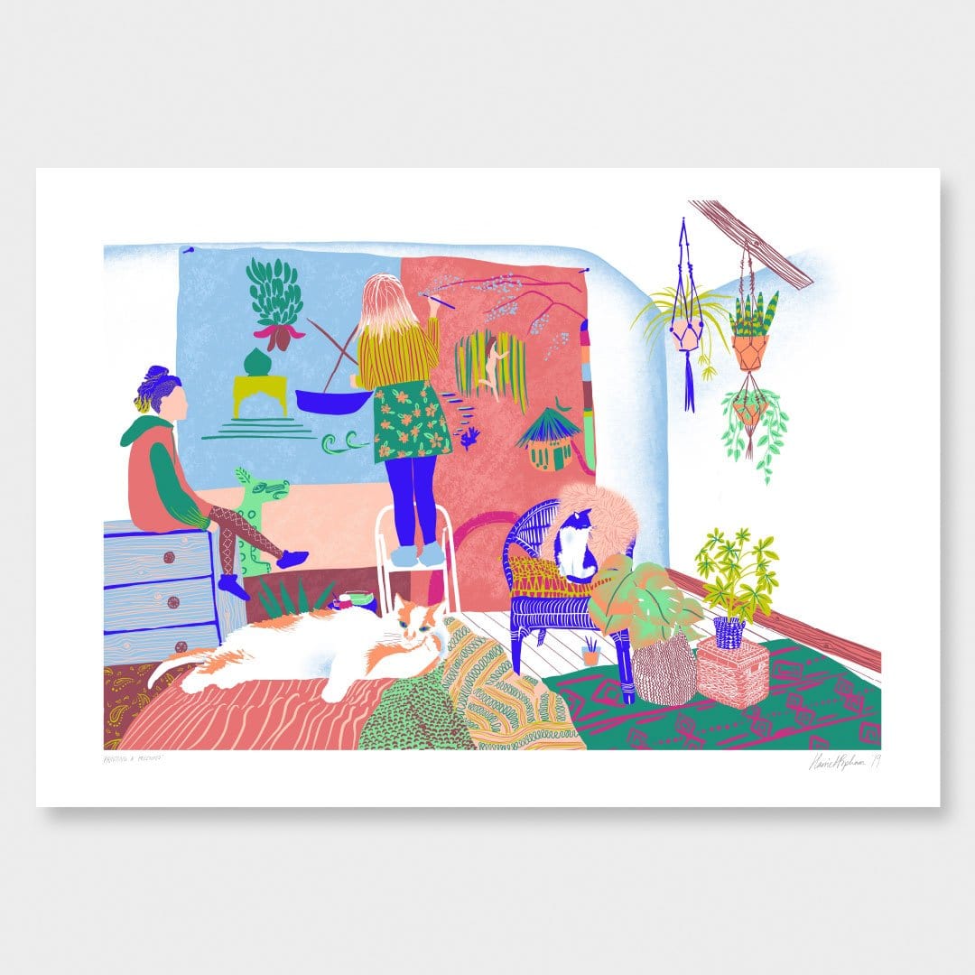 Painting and Preening Art Print by Harriet Popham