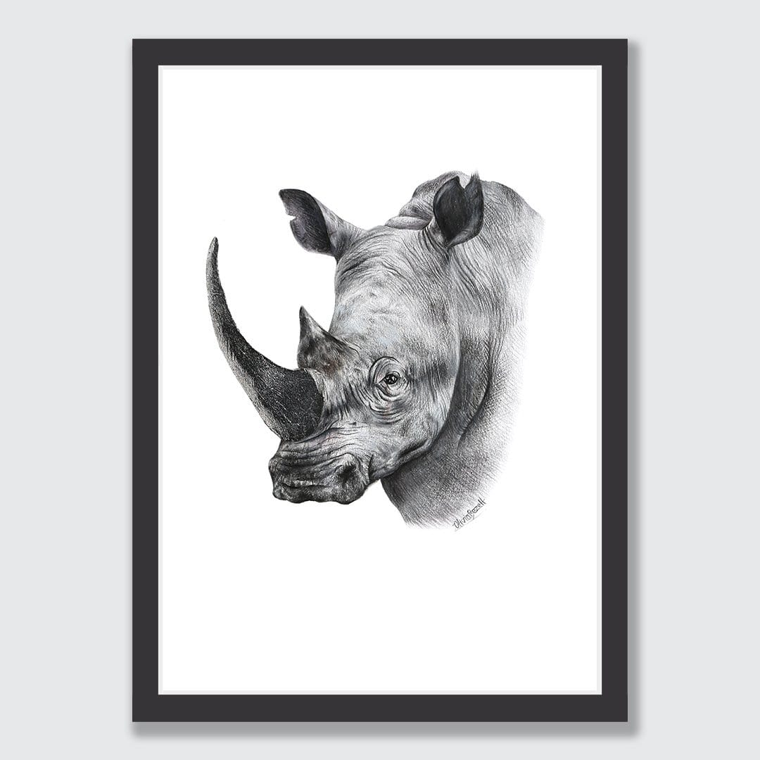 Rhino Art Print by Olivia Bezett