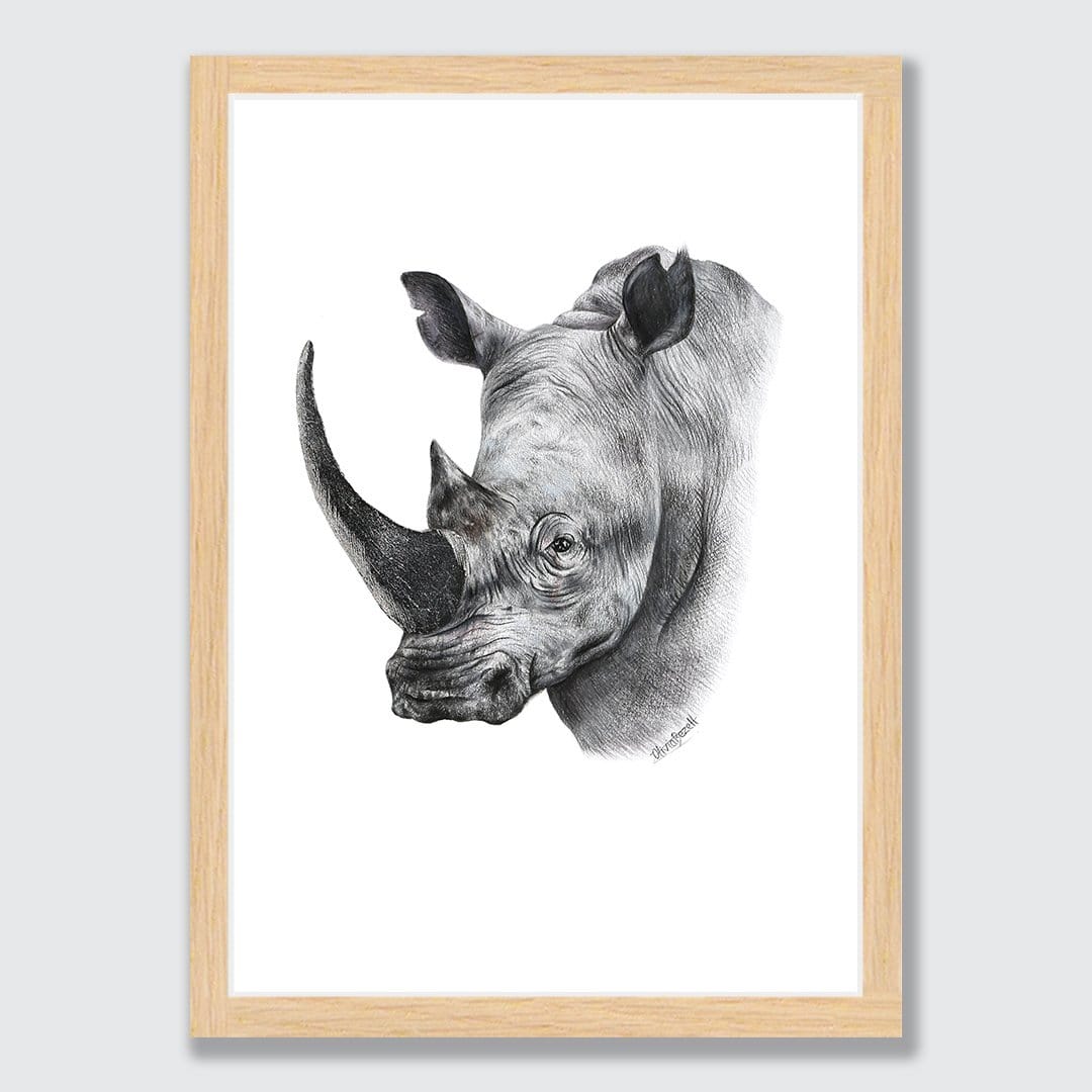 Rhino Art Print by Olivia Bezett