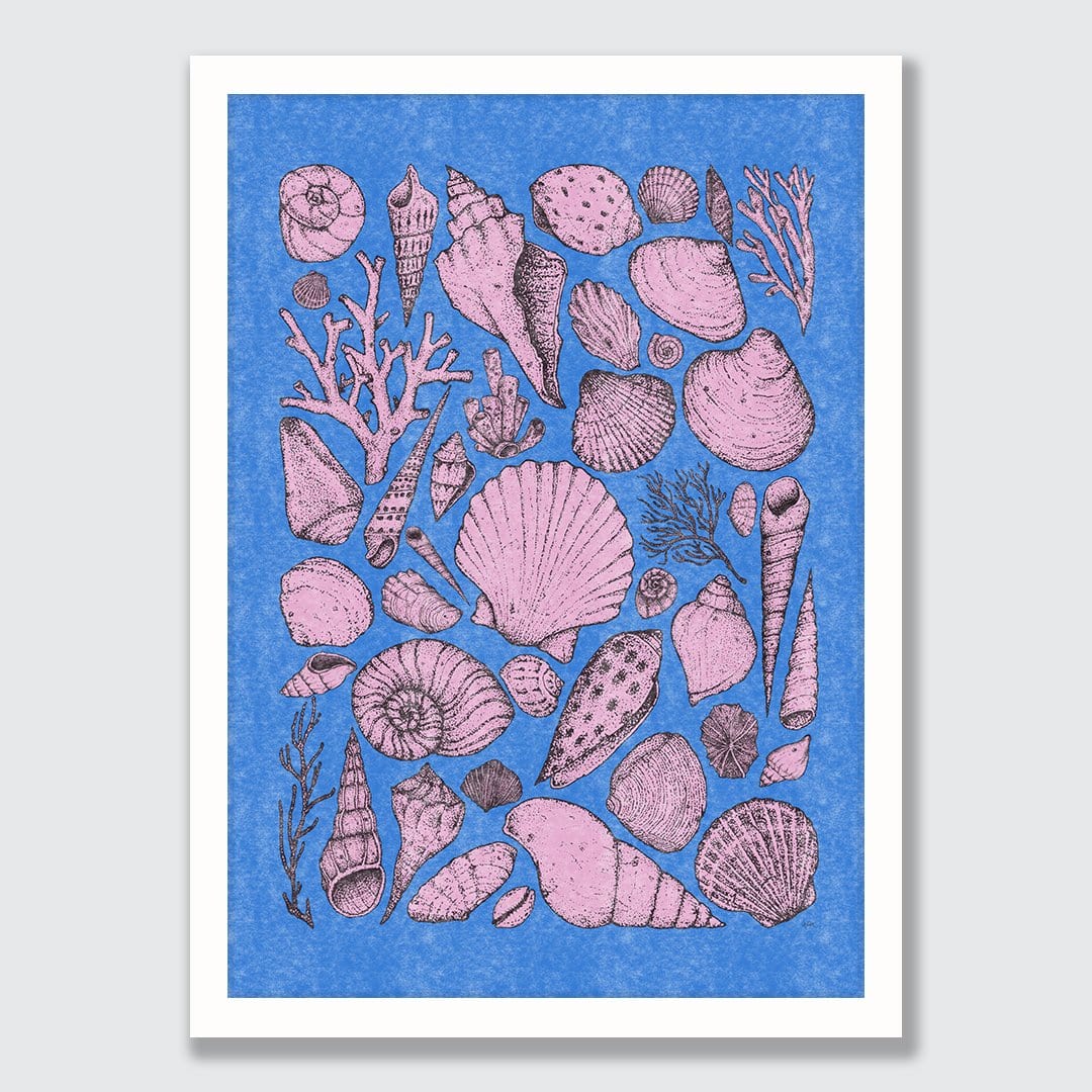 Shells Blue Art Print by Nathan Miller