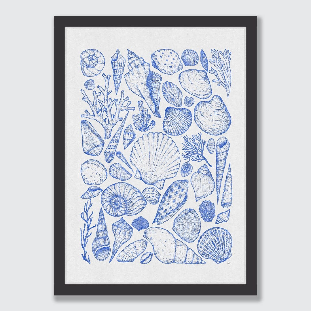 Shells Grey Art Print by Nathan Miller