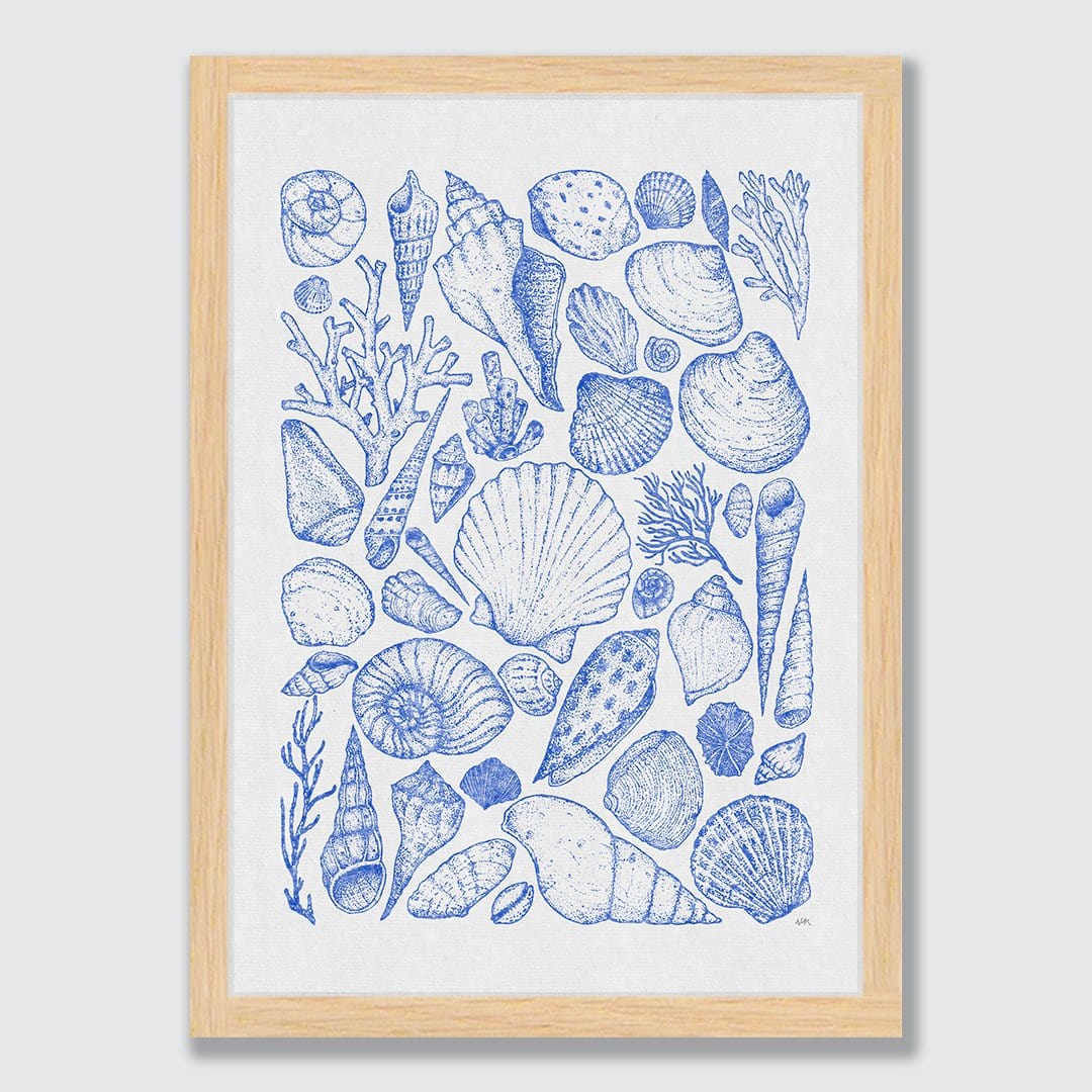 Shells Grey Art Print by Nathan Miller