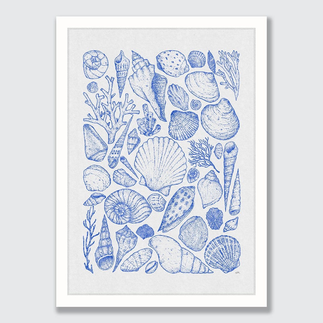 Shells Grey Art Print by Nathan Miller