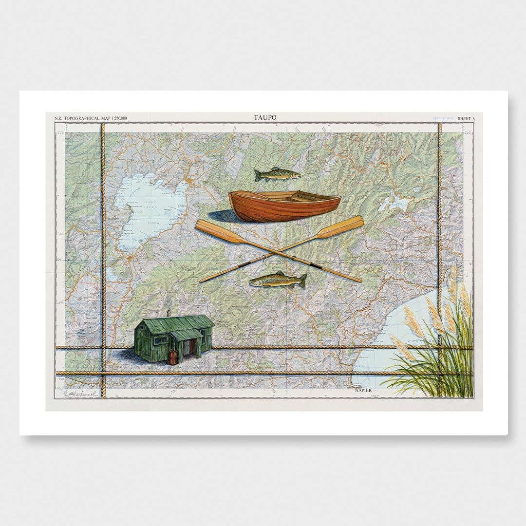 Taupo Hut Art Print by Justine Hawksworth